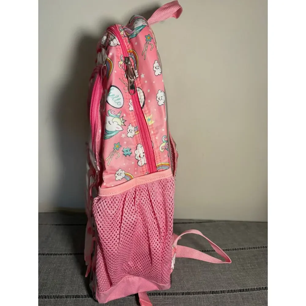 Pink unicorn clear school backpack transparent